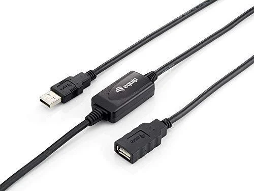 Sonstige „Equip“ USB 2.0 A tipo aktyvus prailginimo kabelis, kištukas-lizdas - 5 m - 5 m - USB A - USB A - USB 2.0 - kištukas/lizdas - Juodas