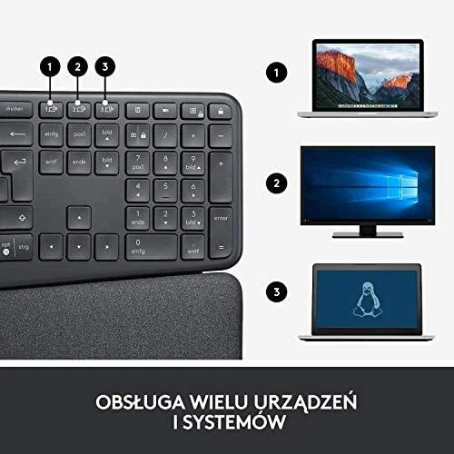 Logitech ERGO K860 belaidė klaviatūra, grafito spalvos, JAV tarptautinis išdėstymas (Qwerty)