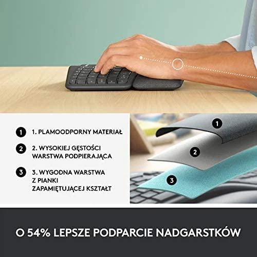 Logitech ERGO K860 belaidė klaviatūra, grafito spalvos, JAV tarptautinis išdėstymas (Qwerty)