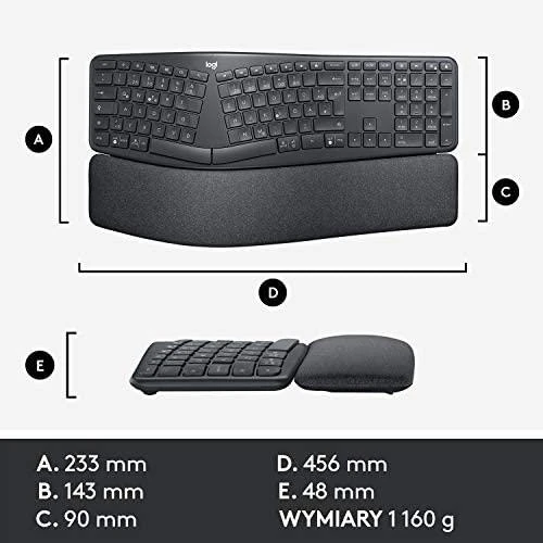 Logitech ERGO K860 belaidė klaviatūra, grafito spalvos, JAV tarptautinis išdėstymas (Qwerty)