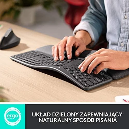 Logitech ERGO K860 belaidė klaviatūra, grafito spalvos, JAV tarptautinis išdėstymas (Qwerty)