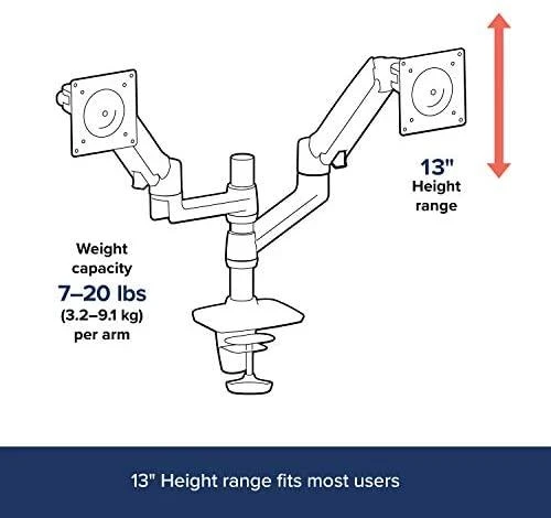 Laikiklis Ergotron - LX Dual Stacking Arm - poliruotas aliuminis