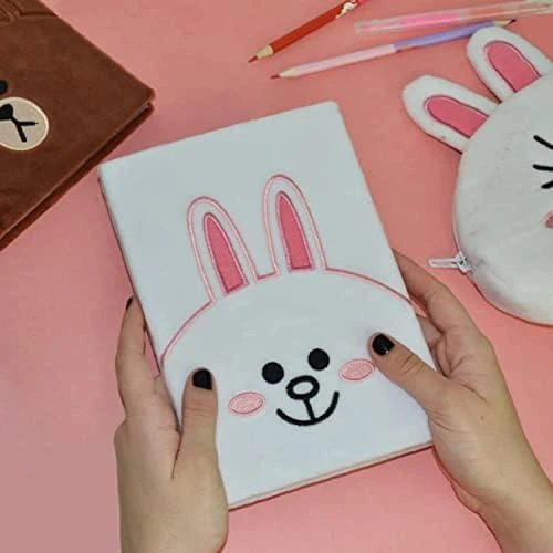 Bt21 Line Friends - pliušinis užrašų sąsiuvinis A5 (baltas)