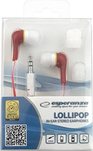 ESPERANZA EH146R LOLLIPOP - į ausis kišamos ausinės raudonos