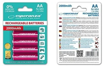 Esperanza AA 2000mAh įkraunamos baterijos, 4 vnt.
