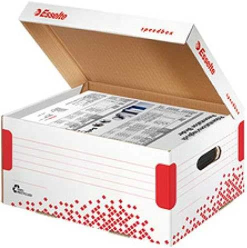 Leitz Archyvinė dėžė Esselte SPEEDBOX FSC LARGE, 433x263x364mm, kartoninė, baltos-raudonos spalvos