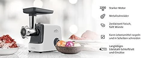 ETA Ambo III mėsmalė | ETA507590000 | Balta | 2200 W | Malimo greitis - iki 2,5 kg / min