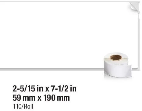 DYMO LabelWriter baltas padavimo etiketės, 59x190 mm, 1 pakuotė (110 vnt) S0722480