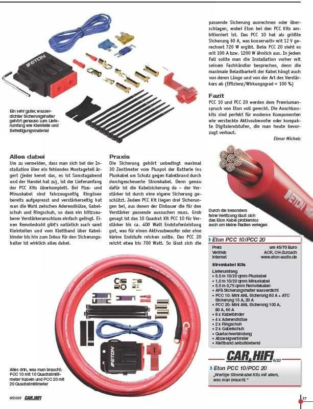 ETON PCC 20 OFC laidų rinkinys garso stiprintuvui, 20mm²