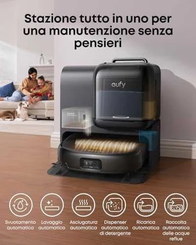 Nešiojamas valymo rinkinys su dulkių siurbliu-robotu Eufy Omni E28, Juodas