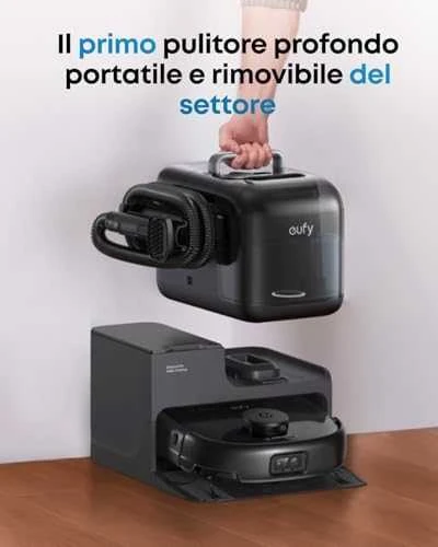 Nešiojamas valymo rinkinys su dulkių siurbliu-robotu Eufy Omni E28, Juodas