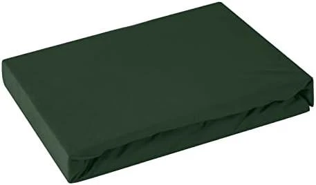 Eurofirany Tamsiai žalia džersio paklodė su guma, 240x220 cm aukštiems čiužiniams, 30 cm gylio, 140 gsm medvilninė paklodė Paklodė