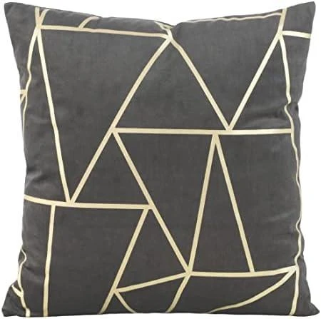 Eurofirany BLINK / 29 Aksominis pagalvės užvalkalas su auksiniu geometriniu raštu, 45X45 cm, spalva: plieno