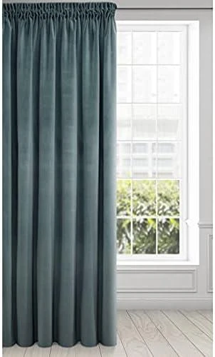 Eurofirany vienspalvė storesnio minkšto aksomo naktinė užuolaida KRISTI, 140X270 cm, 330 g/m2, juosta/ tunelis, spalva: mėlyna