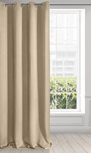 Eurofirany LOGAN blackout tipo temdanti naktinė užuolaida, 135X250 cm, kilpos / žiedai, spalva: smėlio
