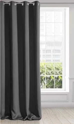 Eurofirany LOGAN blackout tipo temdanti naktinė užuolaida, 140X270 cm, kilpos / žiedai, spalva: juoda