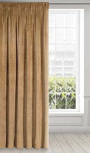 Naktinė užuolaida iš minkšto aksomo Eurofirany DIVA LINE RIA 140X270 cm, juosta/ tunelis/ kabliukai, 300g/m2, spalva: auksinė