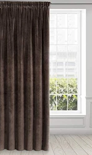 Naktinė užuolaida iš minkšto aksomo Eurofirany DIVA LINE RIA 140X270 cm, juosta/ tunelis/ kabliukai, 300g/m2, spalva: ruda
