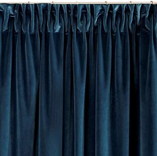 Naktinė užuolaida iš minkšto aksomo Eurofirany DIVA LINE RIA 140X270 cm, juosta/ tunelis/ kabliukai, 300g/m2, spalva: tamsiai mėlyna