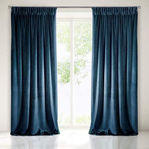 Naktinė užuolaida iš minkšto aksomo Eurofirany DIVA LINE RIA 140X270 cm, juosta/ tunelis/ kabliukai, 300g/m2, spalva: tamsiai mėlyna