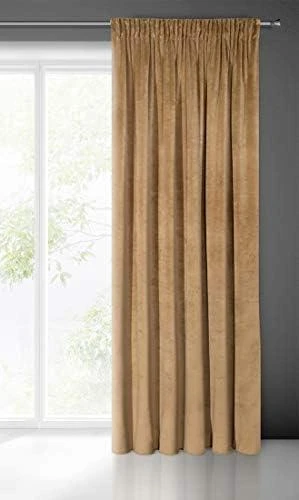 Naktinė užuolaida iš minkšto aksomo Eurofirany DIVA LINE RIA 140X270 cm, juosta/ tunelis/ kabliukai, 300g/m2, spalva: auksinė