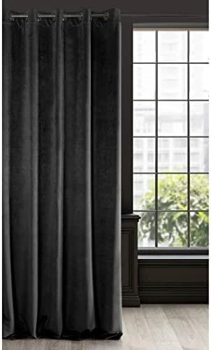 Eurofirany DIVA LINE RIA Minkšto aksomo naktinė užuolaida, 140X250 cm, kilpos / žiedai, spalva: juoda