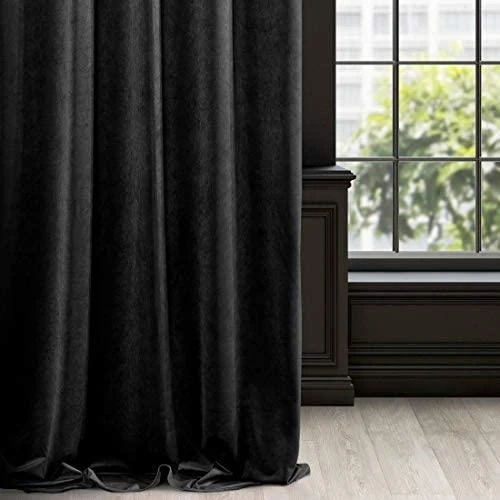 Eurofirany DIVA LINE RIA Minkšto aksomo naktinė užuolaida, 140X250 cm, kilpos / žiedai, spalva: juoda