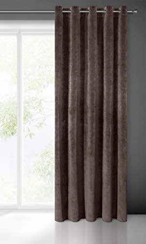 Eurofirany DIVA LINE RIA Minkšto aksomo naktinė užuolaida, 140X250 cm, kilpos / žiedai, spalva: ruda