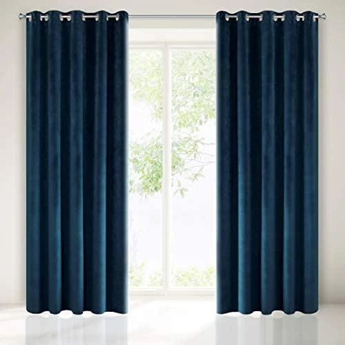 Eurofirany DIVA LINE RIA Minkšto aksomo naktinė užuolaida, 140X250 cm, kilpos / žiedai, spalva: tamsiai mėlyna