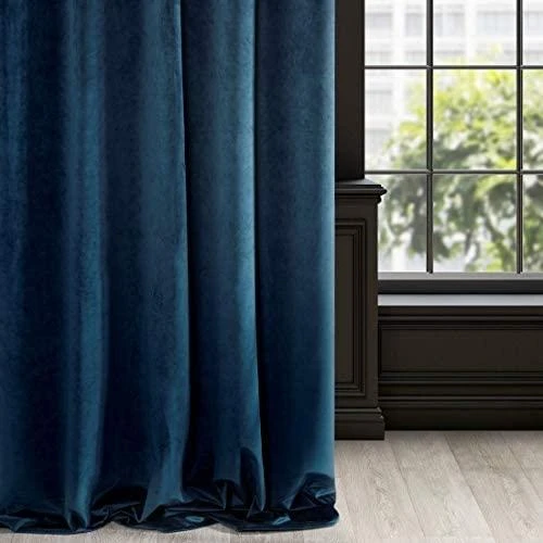 Eurofirany DIVA LINE RIA Minkšto aksomo naktinė užuolaida, 140X250 cm, kilpos / žiedai, spalva: tamsiai mėlyna