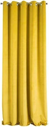 Eurofirany DIVA LINE RIA Minkšto aksomo naktinė užuolaida, 140X250 cm, kilpos / žiedai, spalva: garstyčių
