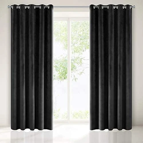 Eurofirany DIVA LINE RIA Minkšto aksomo naktinė užuolaida, 140X250 cm, kilpos / žiedai, spalva: juoda