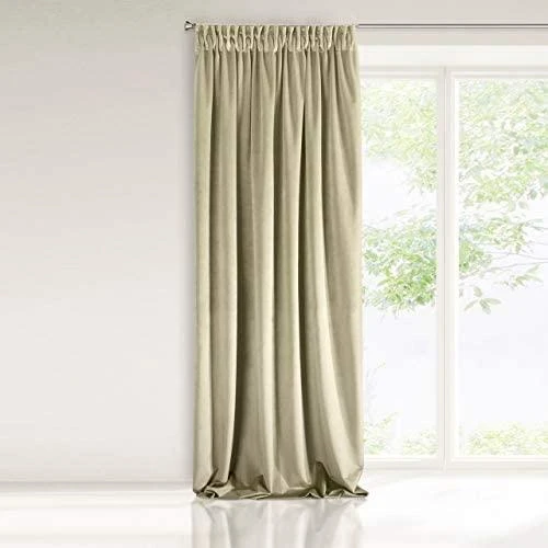 Naktinė užuolaida iš minkšto aksomo Eurofirany DIVA LINE RIA 140X270 cm, juosta/ tunelis/ kabliukai, 300g/m2, spalva: smėlio