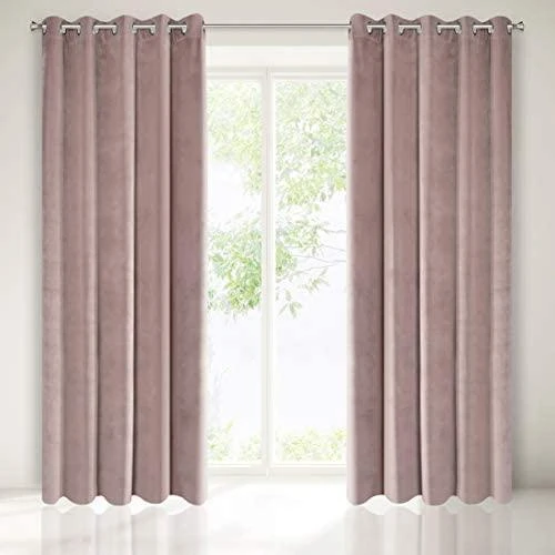 Eurofirany DIVA LINE RIA Minkšto aksomo naktinė užuolaida, 140X250 cm, kilpos / žiedai, spalva: pudros