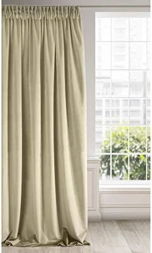Naktinė užuolaida iš minkšto aksomo Eurofirany DIVA LINE RIA 140X270 cm, juosta/ tunelis/ kabliukai, 300g/m2, spalva: smėlio