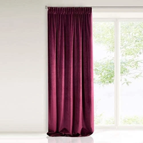 Naktinė užuolaida iš minkšto aksomo Eurofirany DIVA LINE RIA 140X270 cm, juosta/ tunelis/ kabliukai, 300 g/m2, spalva: bordo