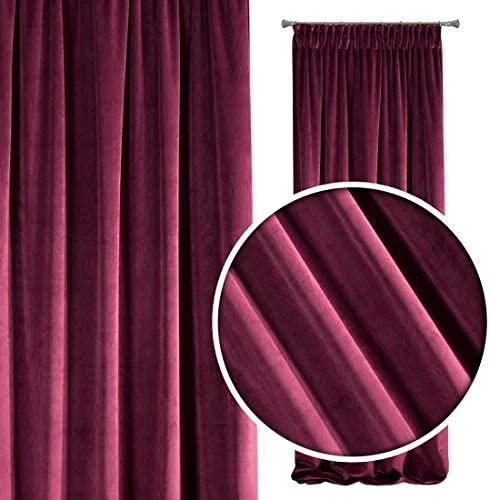 Naktinė užuolaida iš minkšto aksomo Eurofirany DIVA LINE RIA 140X270 cm, juosta/ tunelis/ kabliukai, 300 g/m2, spalva: bordo