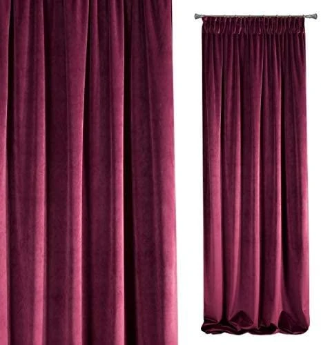Naktinė užuolaida iš minkšto aksomo Eurofirany DIVA LINE RIA 140X270 cm, juosta/ tunelis/ kabliukai, 300 g/m2, spalva: bordo