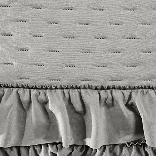 Eurofirany LIBI/2 Lovatiesė dygsniuota karšto spaudimo technika (hot press), 170X210 cm, spalva: tamsi žalia