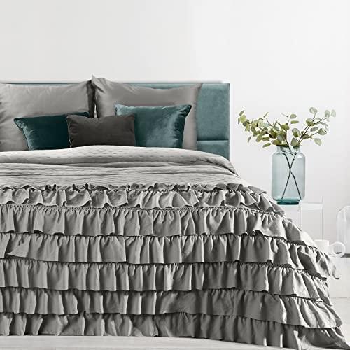 Eurofirany LIBI/2 Lovatiesė dygsniuota karšto spaudimo technika (hot press), 170X210 cm, spalva: tamsi žalia