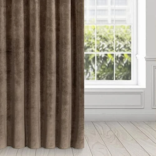 Naktinė užuolaida iš minkšto aksomo Eurofirany DIVA LINE RIA 140X270 cm, juosta/ tunelis/ kabliukai, 300 g/m2, spalva: ruda