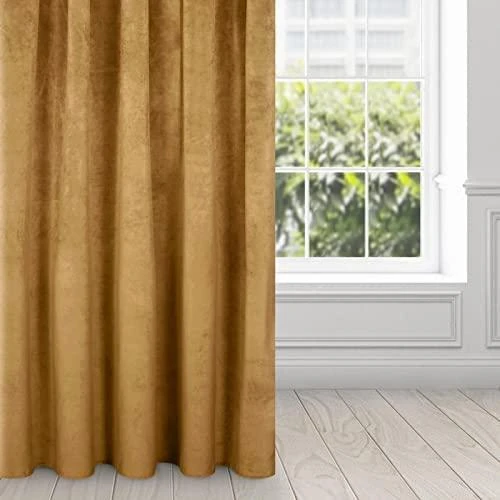 Naktinė užuolaida iš minkšto aksomo Eurofirany DIVA LINE RIA 140X270 cm, juosta/ tunelis/ kabliukai, 300 g/m2, spalva: medaus