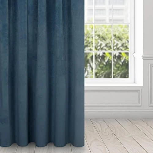 Naktinė užuolaida iš minkšto aksomo Eurofirany DIVA LINE RIA 140X270 cm, juosta/ tunelis/ kabliukai, 300 g/m2, spalva: mėlyna
