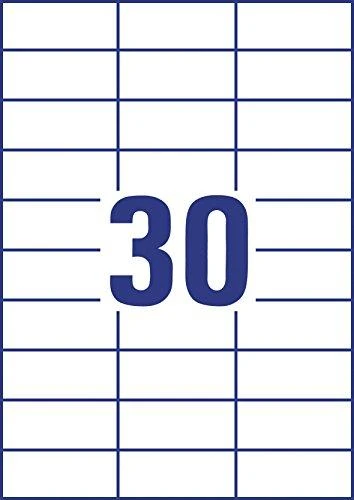 Avery europe100 ELA047 - Etiquetas universales (70 x 29.7 mm, 100 hojas/3000 etiquetas), color blanco
