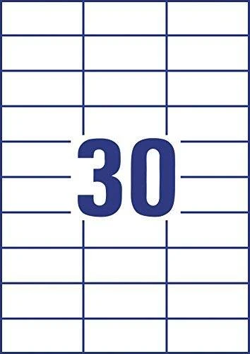 Avery europe100 ELA047 - Etiquetas universales (70 x 29.7 mm, 100 hojas/3000 etiquetas), color blanco