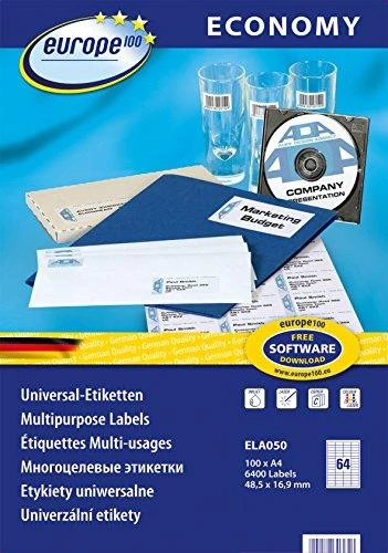 Avery Zweckform ETIKETĖ ZF ECONOMY 48.5X16.9MM 050 100ARK ETIKETĖ E100 ELA050 - ELA050