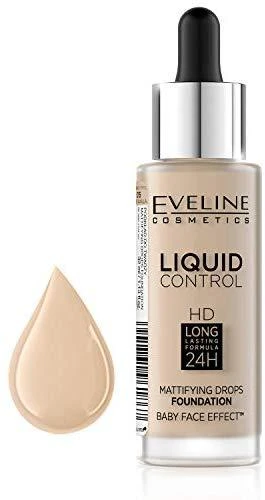 „Eveline Cosmetics“ skystas makiažo pagrindas „Eveline Liquid Control HD Mattifying Drops“ 015 šviesi vanilė, 32 ml