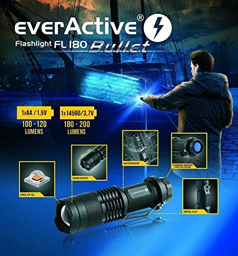 LED žibintuvėlis everActive FL-180 Bullet 3W