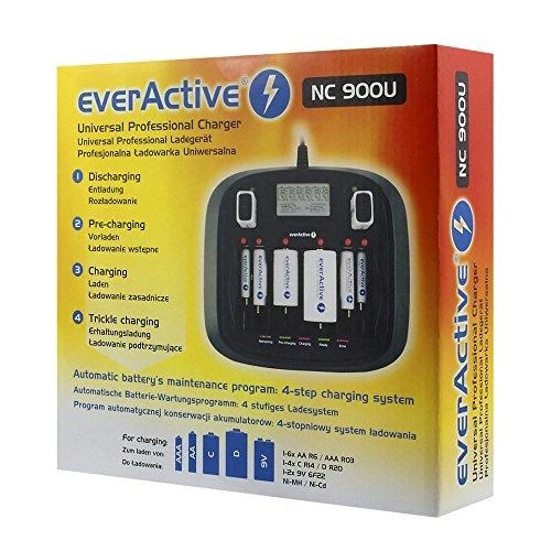 everActive universalus 4 etapų AA AAA C D 9V elementų įkroviklis NC-900U