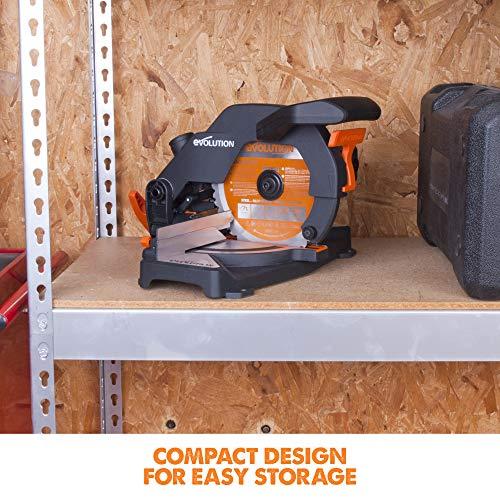 Evolution Power Tools kombinuota skersavimo pjūklas 1200 W 210 mm, R210CMS modelis, pjovimo kampai 45°, komplekte TCT diskas
